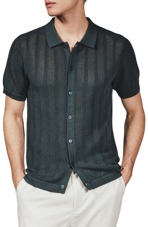 7 Diamonds Kellan Knit Short Sleeve Button-up Shirt In Black