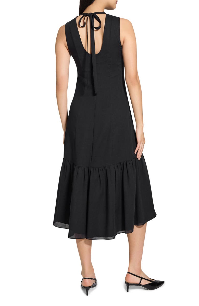 Theory Tier Tie Back Midi Dress, Alternate, color, Black