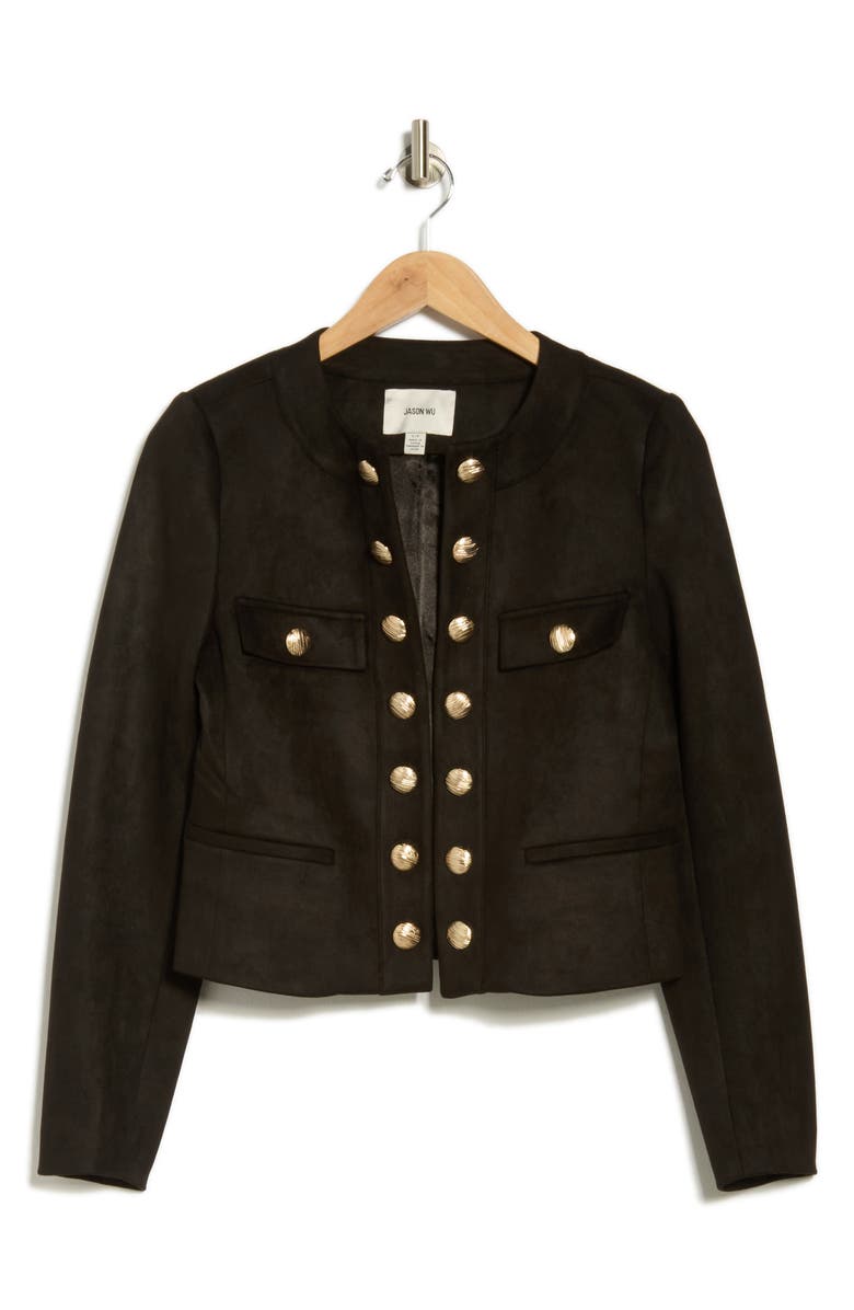 JASON WU Crop Faux Suede Jacket, Alternate, color, Black