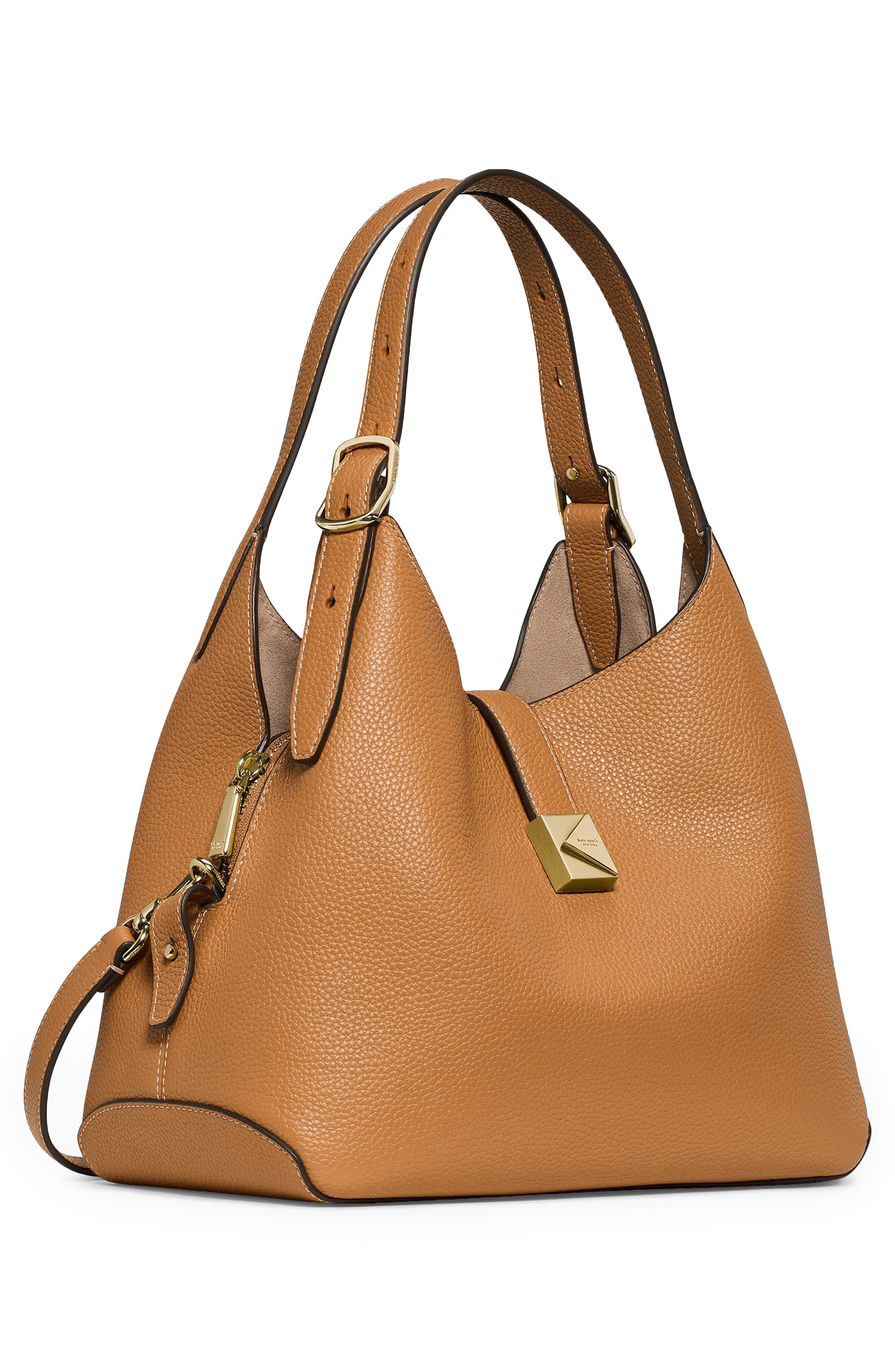 Kate Spade New York deco pebbled leather shoulder bag, Alternate, color, Garden Soil