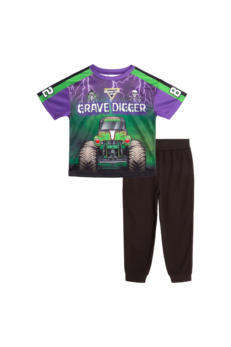 Grave Digger Athletic 2-Piece T-Shirt and Joggers Set, Main, color, Purple Grave Digger