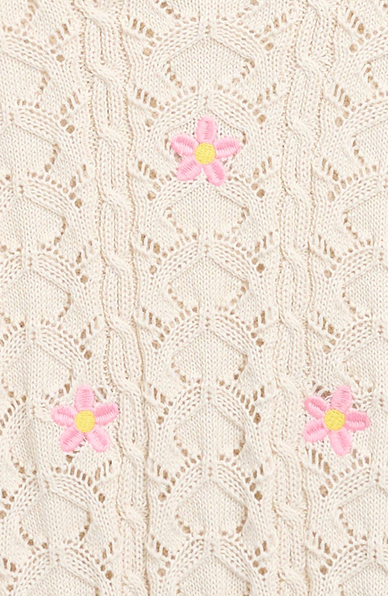 Cotton Emporium Kids' Floral Embroidery Pointelle Sweater, Alternate, color, Ivory