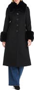Vince Camuto Single Breasted Coat with Removable Faux Fur Collar & Cuffs