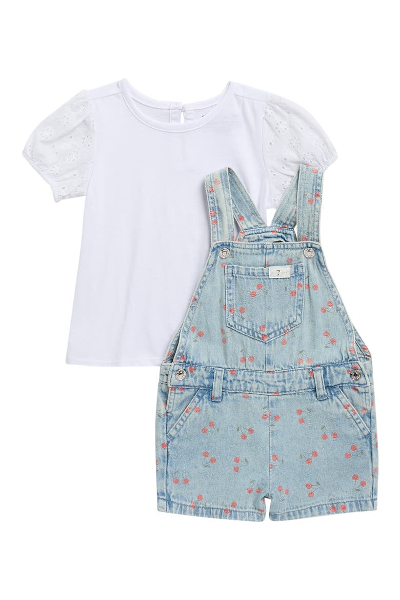 Printed Shortall & T-Shirt Set, Main, color, BRIGHT WHITE