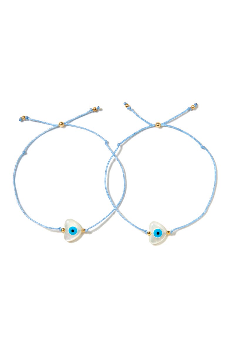 Venessa Arizaga Heart Eye 2 Eye Bracelet Set, Main, color, Blue
