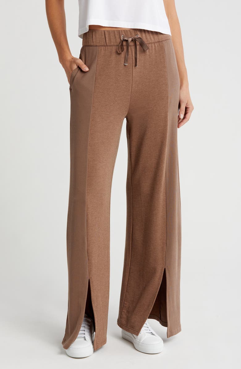 TravisMathew Hidden Local Front Slit Sweatpants, Main, color, Heather Cocoa Brown