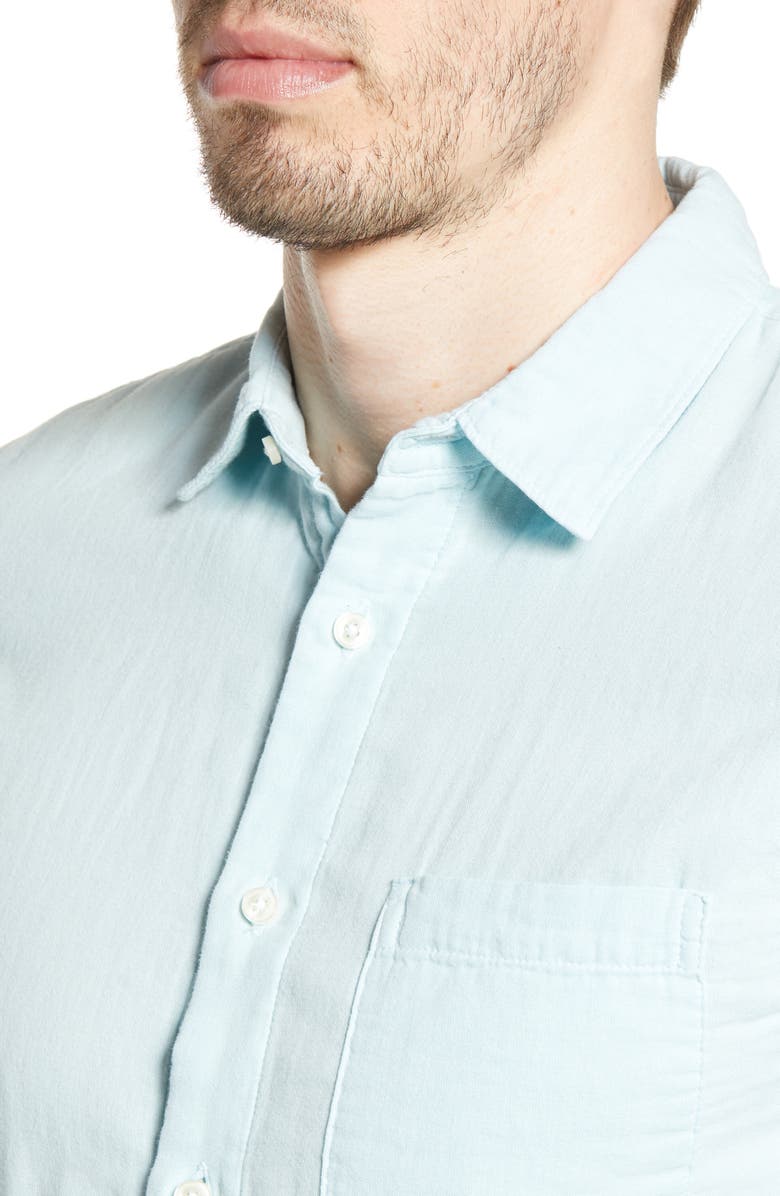 HIROSHI KATO The Ripper Button-Up Organic Cotton Gauze Shirt, Alternate, color, Aqua Blue