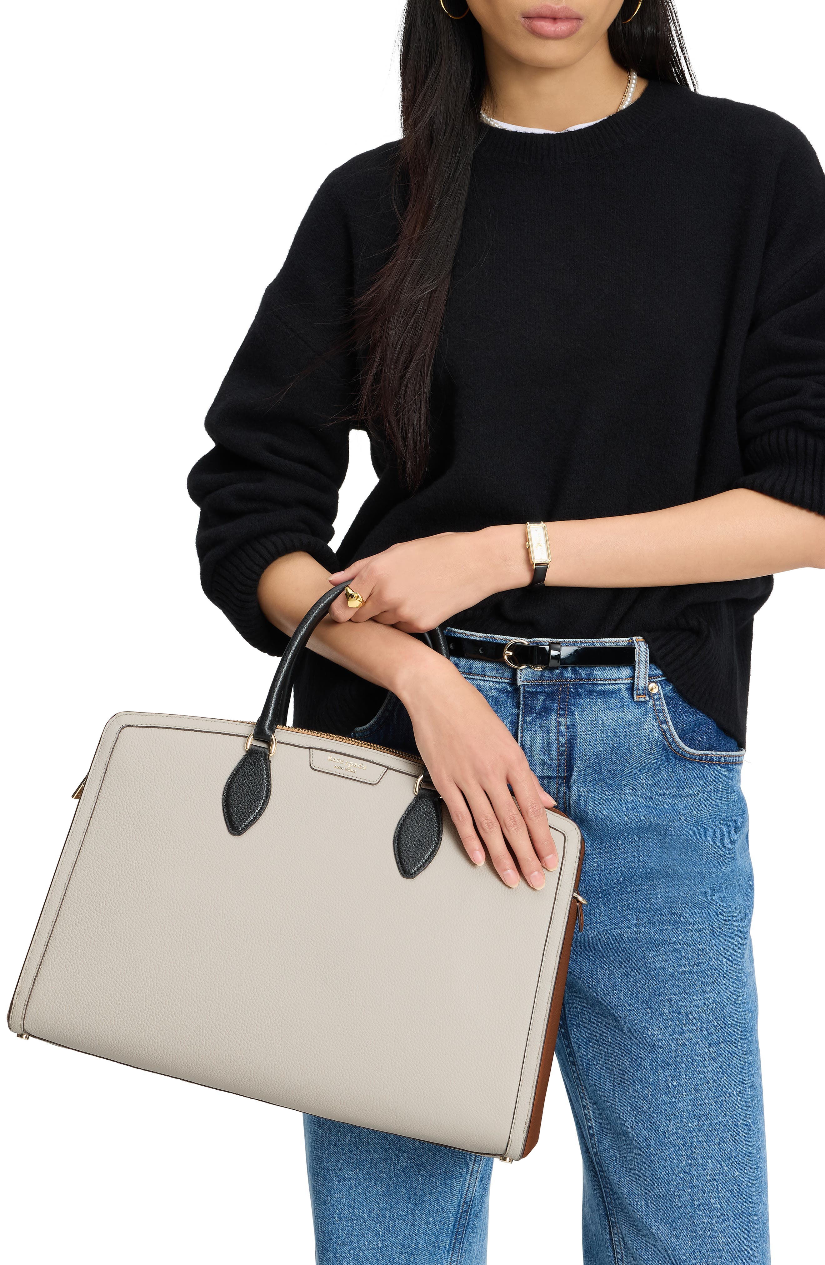 Kate Spade New York hudson colorblock pebble leather satchel, Alternate, color, 