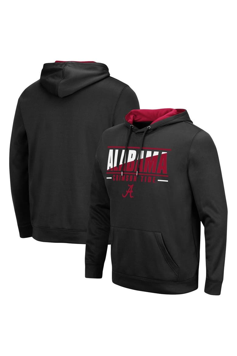 Men's Colosseum Black Alabama Crimson Tide Slash Stack 2.0 Pullover Hoodie, Main, color, Black
