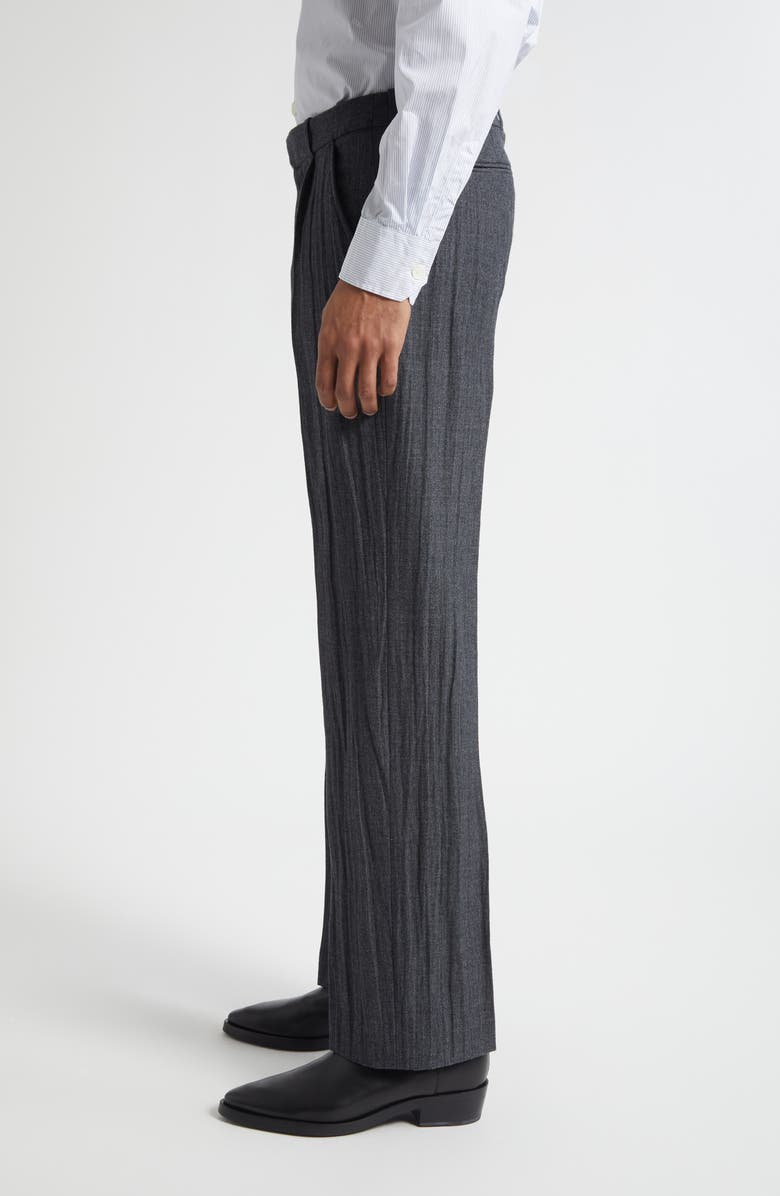 OUR LEGACY Slack Plissé Virgin Wool Blend Bootcut Trousers, Alternate, color, Stone Grey Plisse Wool