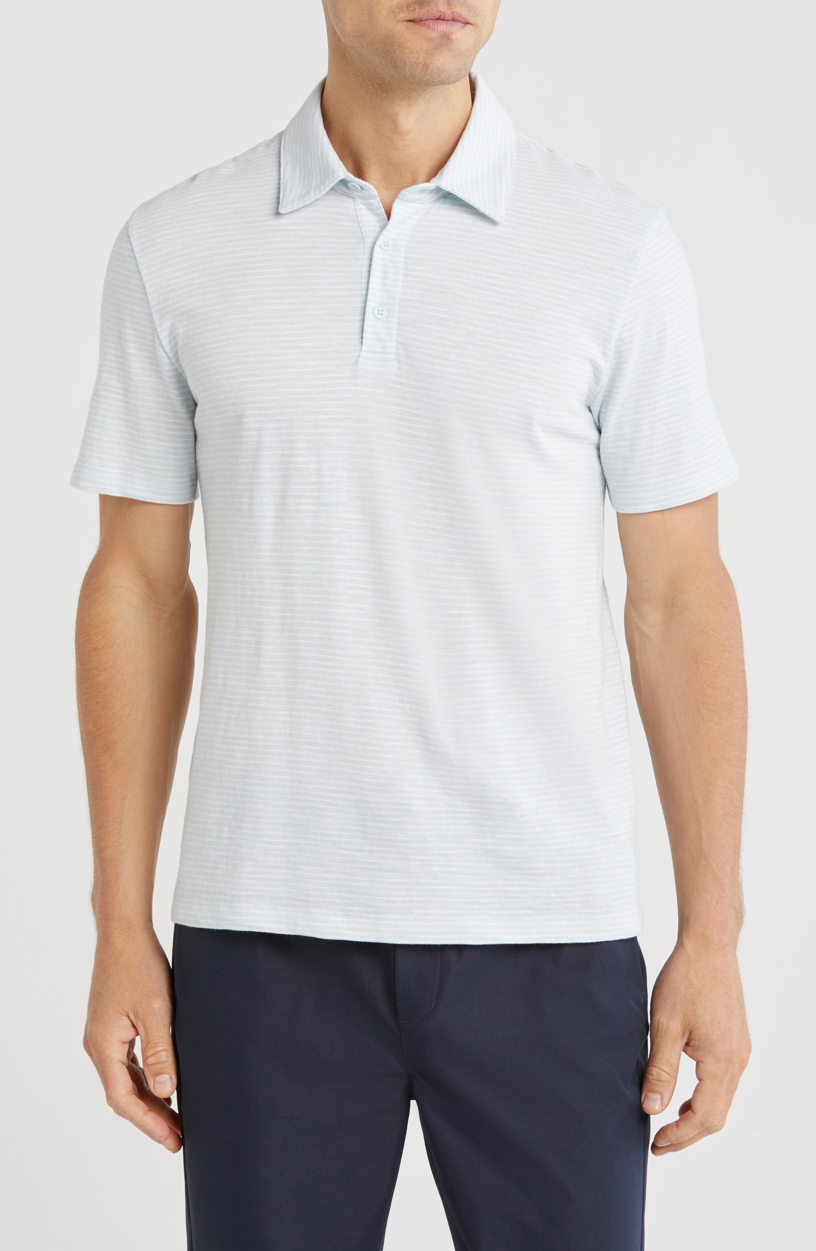 Vince Stripe Cotton Slub Polo