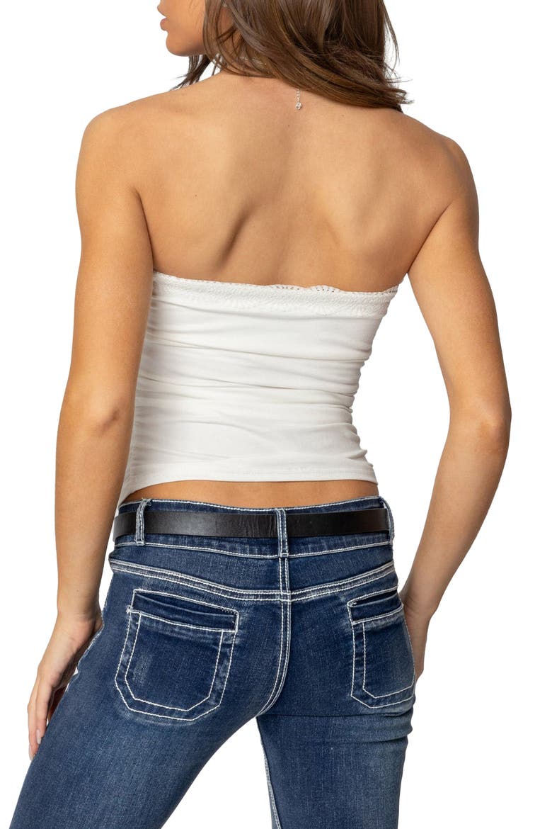 Amarelle Lace Trim Tube Top, Alternate, color, WHITE