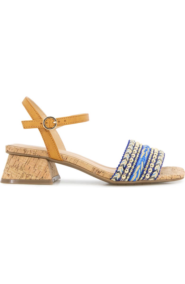 Reaction Kenneth Cole Buena Block Heel Sandal, Alternate, color, Blue Fabric