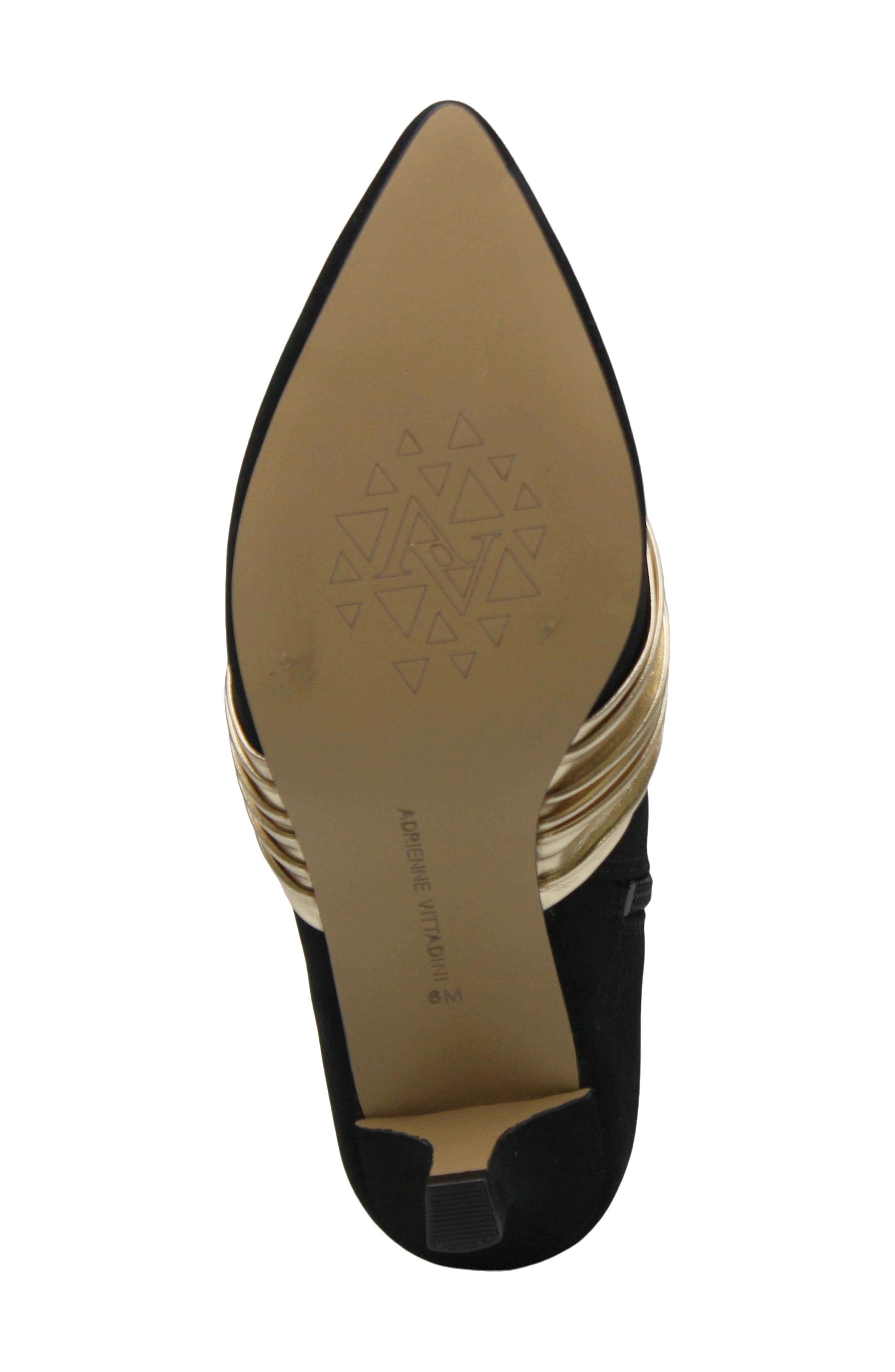 Adrienne Vittadini Pazzi Pleated Kitten Heel Bootie, Alternate, color, Black Gold