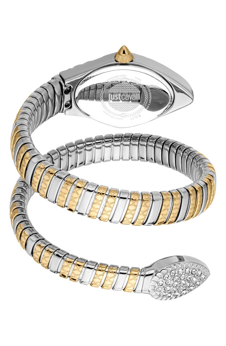 Just Cavalli Vetra Snake Wraparound Bracelet Watch, 20mm x 34.5mm, Alternate, color,