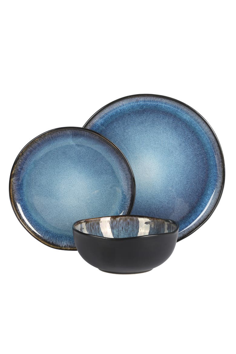Soho Lounge 12-Piece Reactive Glaze Dinnerware Set, Alternate, color, Black