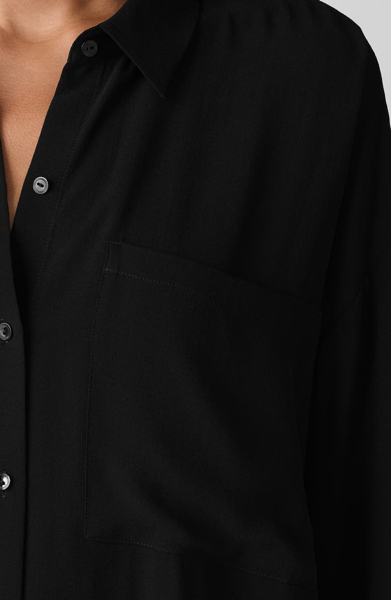 Eileen Fisher Classic Collar Silk Longline Button-Up Shirt, Alternate, color,