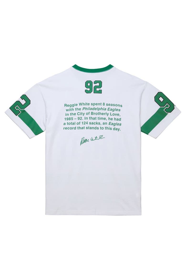 Men's Mitchell & Ness Reggie White White Philadelphia Eagles Name & Number Team Origins Vintage Logo T-Shirt, Alternate, color, White