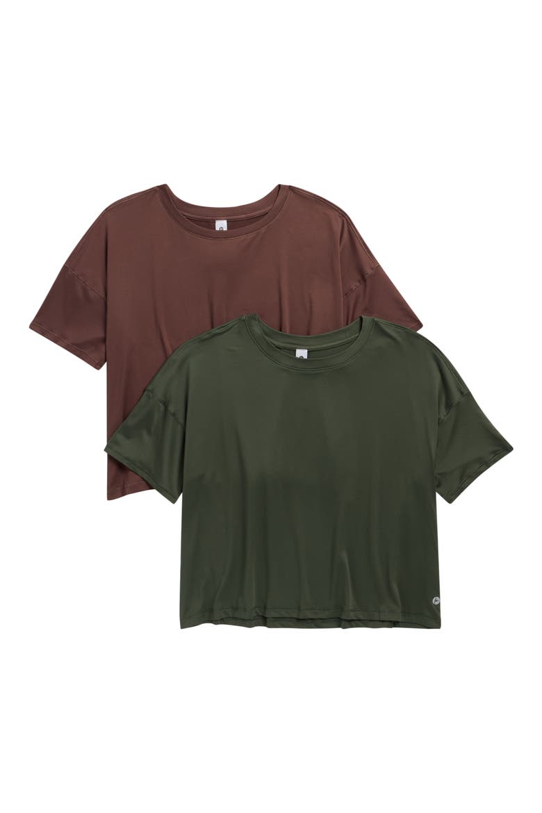 Super Soft Deluxe 2-Pack Boxy Cropped T-Shirts, Main, color, THYME/ SHOPPING BAG