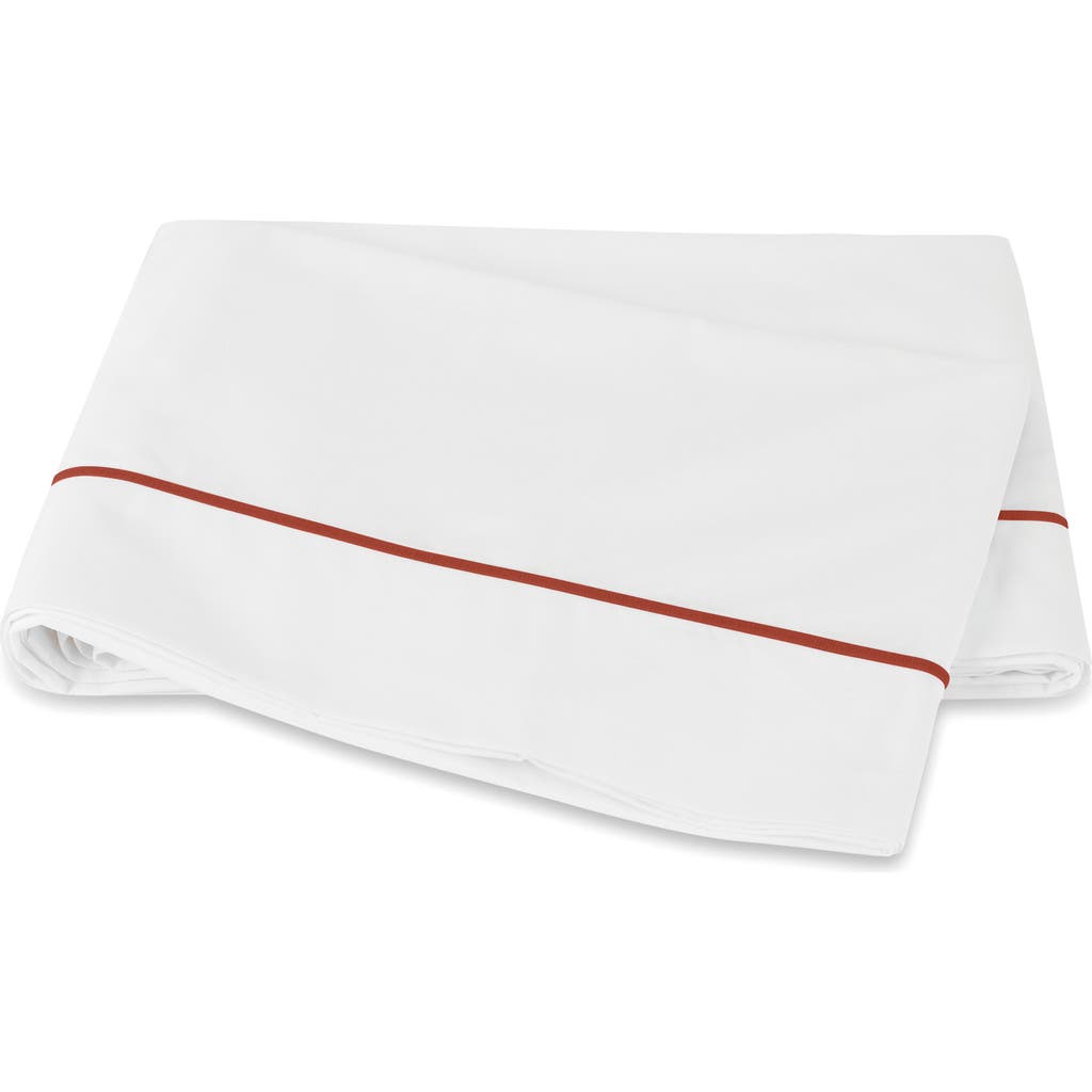 Matouk Bergamo 500 Thread Count Cotton Percale Flat Sheet In White