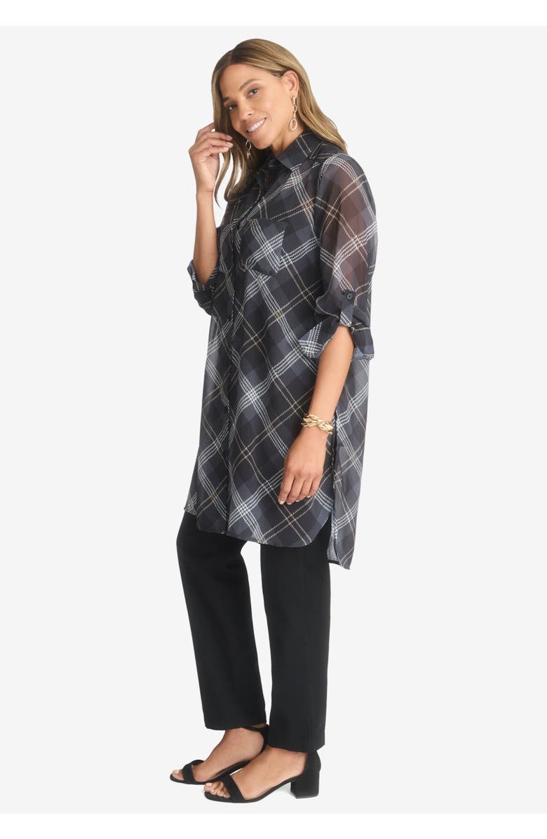 Jessica London Sheer Georgette Mega Tunic, Alternate, color, Black