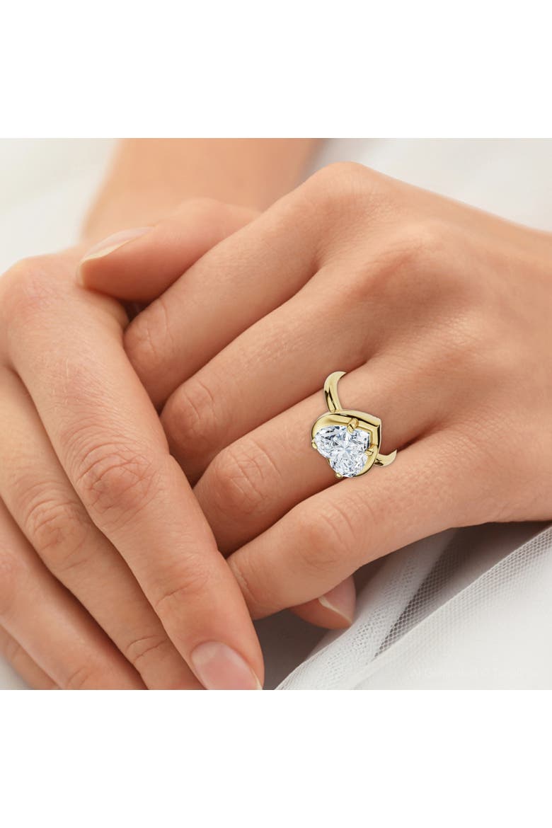 Certified 2 1/2Ct Heart Diamond Button Engagement Ring 14k Gold or Pt Lab Grown, Alternate, color, 14k Yellow Gold