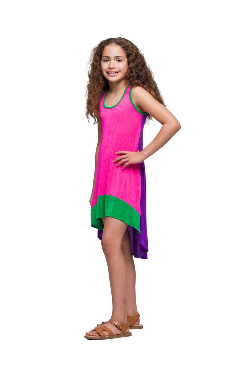 24sevenKid Sleeveless Colorblock HighLow Knee Length Dress, Alternate, color, Pink