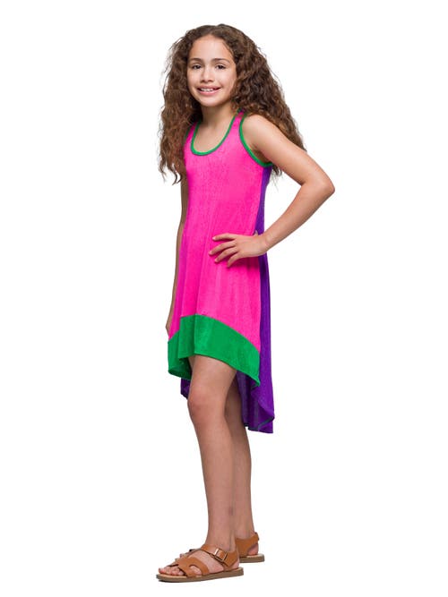 24sevenkid Sleeveless Colorblock Highlow Knee Length Dress In Pink