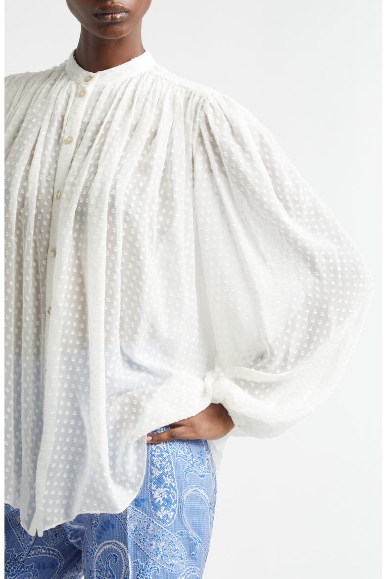 Pleated Silk Blend Shirt, Alternate, color, WHITE