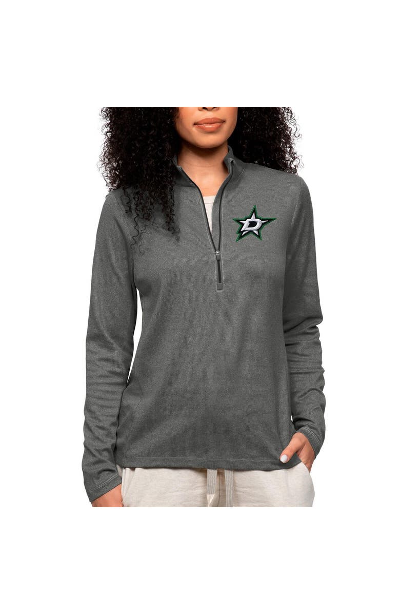 ANTIGUA Women's Antigua Heather Charcoal Dallas Stars Primary Logo Epic Quarter-Zip Pullover Top, Main, color, 