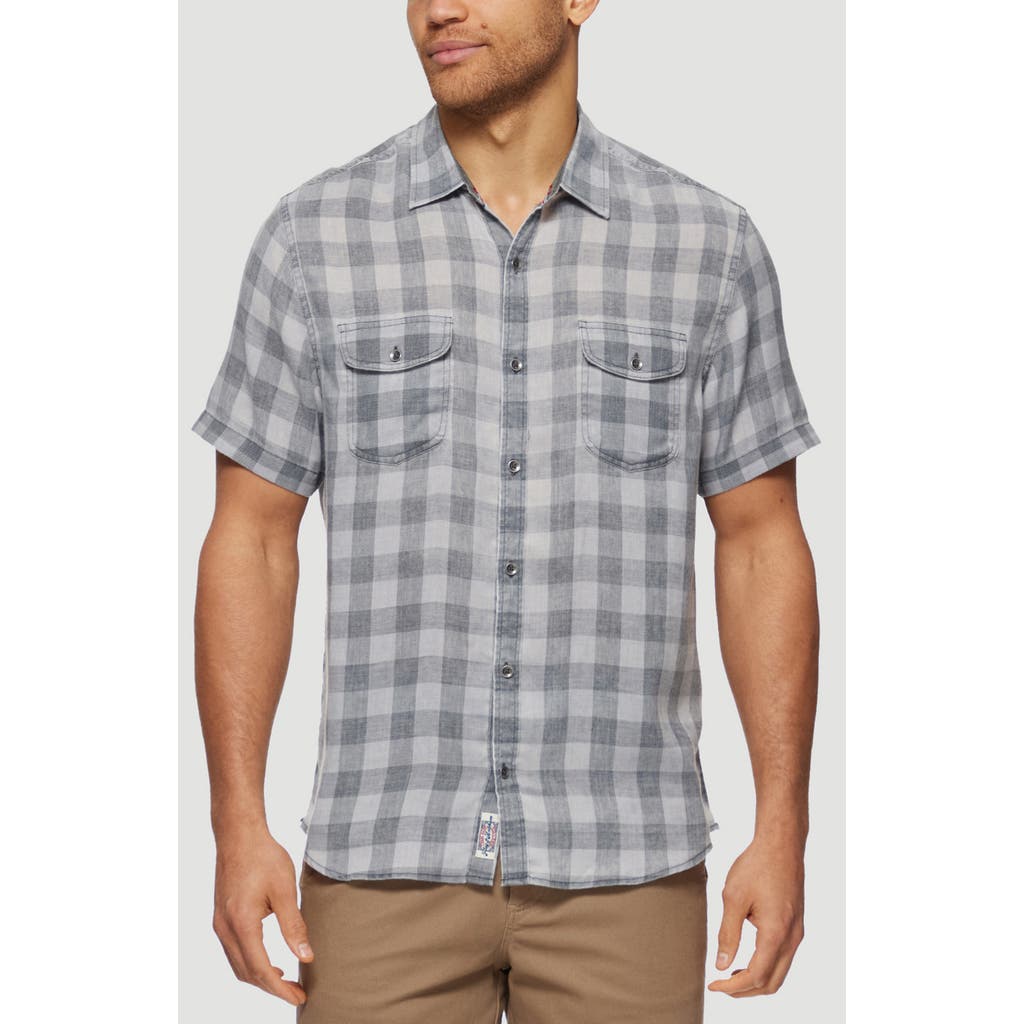 Flag And Anthem Cabot Gingham Print Short Sleeve Shirt In Grey/charcoal