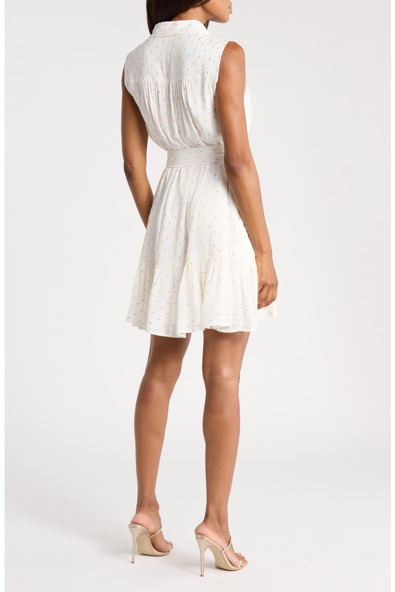 Sleeveless Lurex Ruffle Hem Minidress, Alternate, color, IVORY EGRET