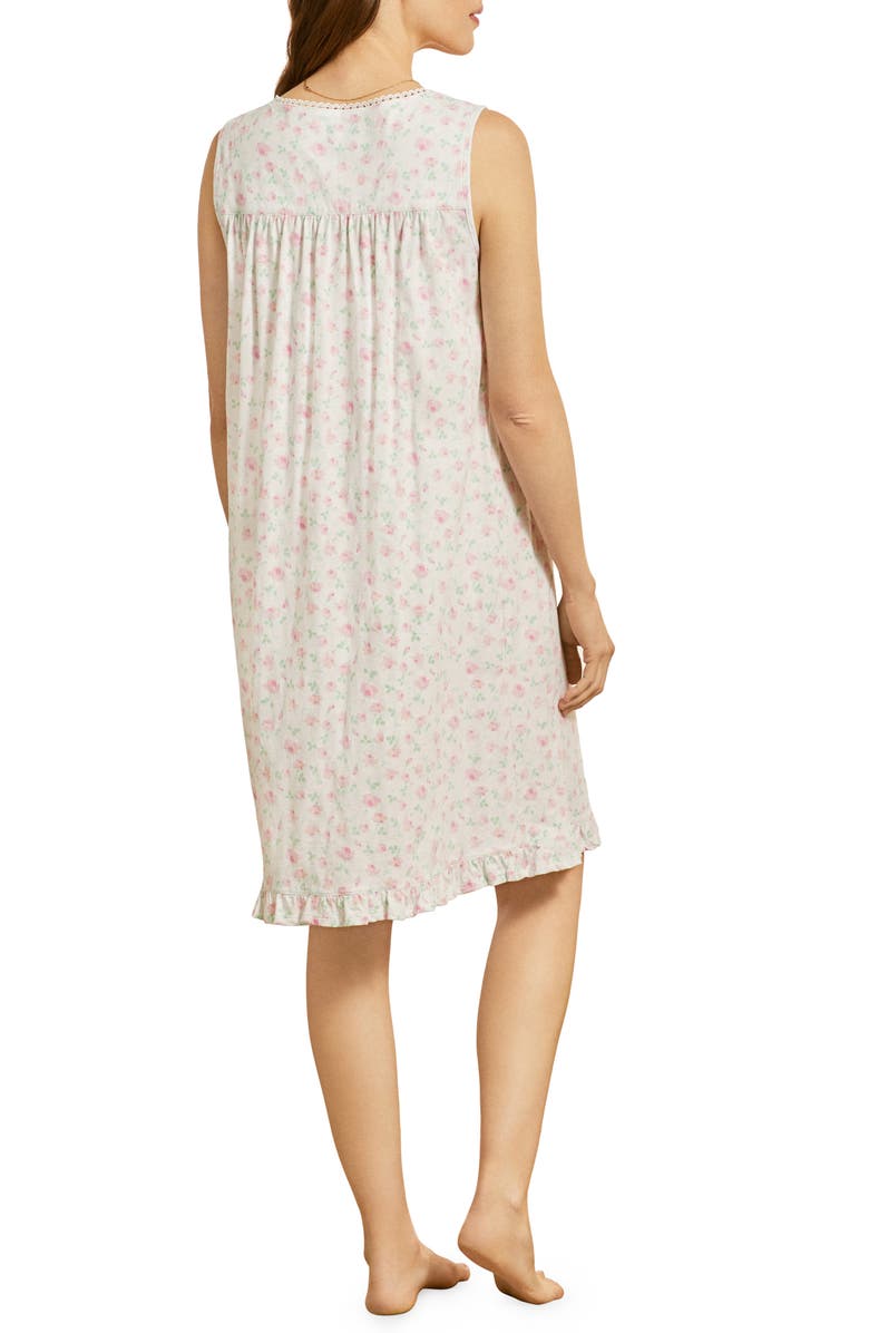 Eileen West Floral Lace Trim Cotton Jersey Chemise, Alternate, color,