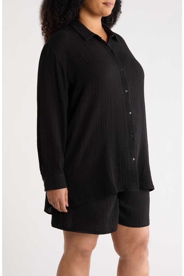 Classic Collar Easy Organic Cotton Button-Up Shirt, Alternate, color, BLACK