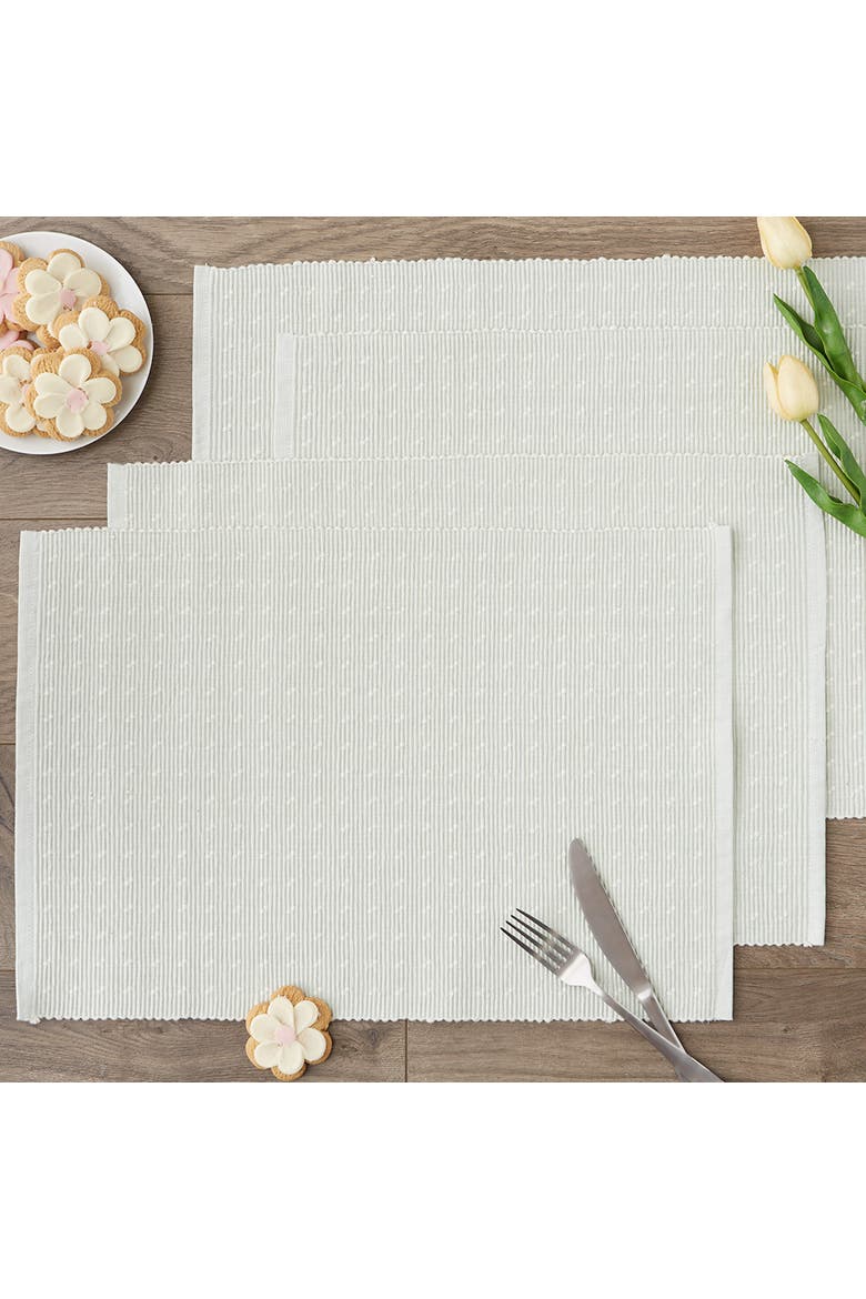 Misty Blue Dobby Dots Rib Placemat Set Of 4, Alternate, color, Misty Blue