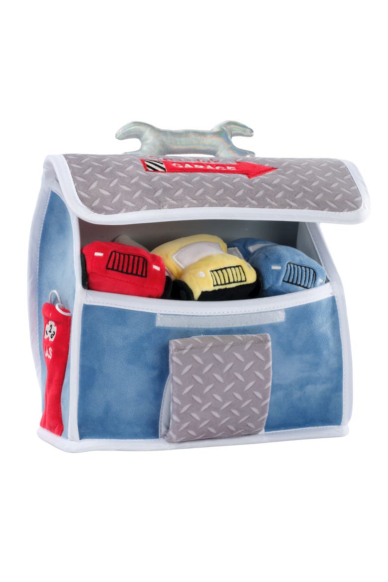 Cars & Tow Truck Garage Interactive Plush Developmental Playset Toy, Alternate, color, Blue