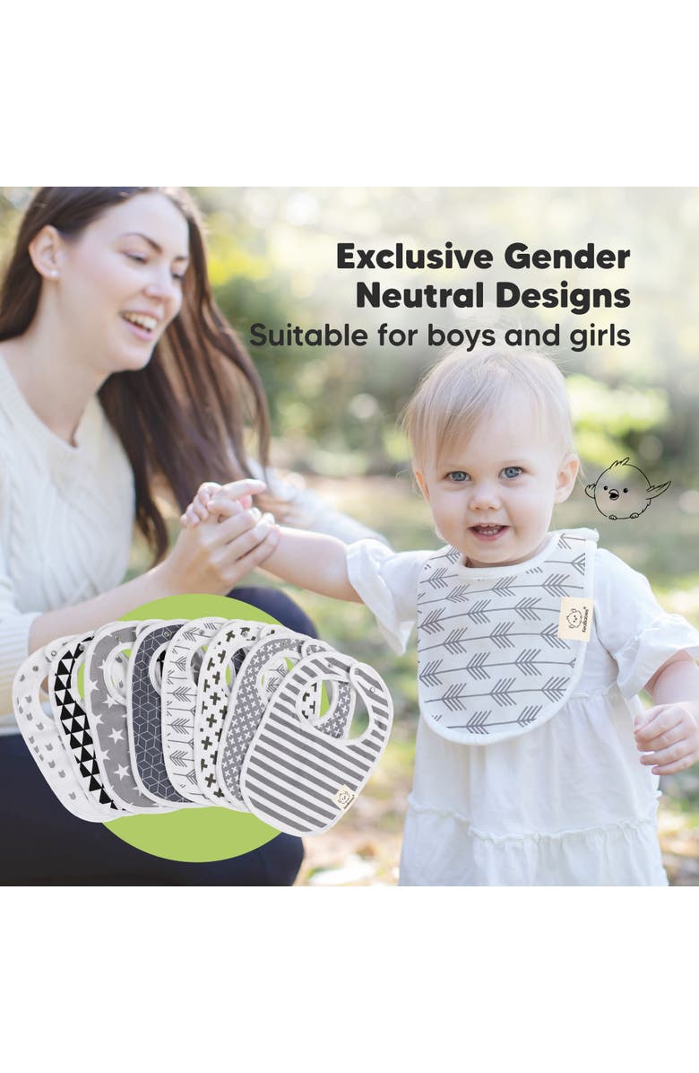 KeaBabies 8-Pack Baby Drool Bibs, Alternate, color, Grayscape