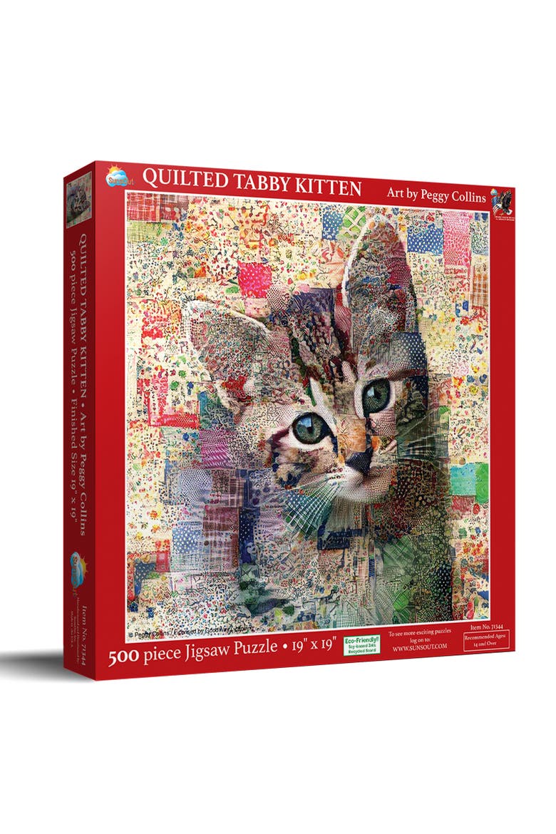 Quilted tabby Kitten 500 piece Jigsaw Puzzle for Adults, Main, color, Multicolor