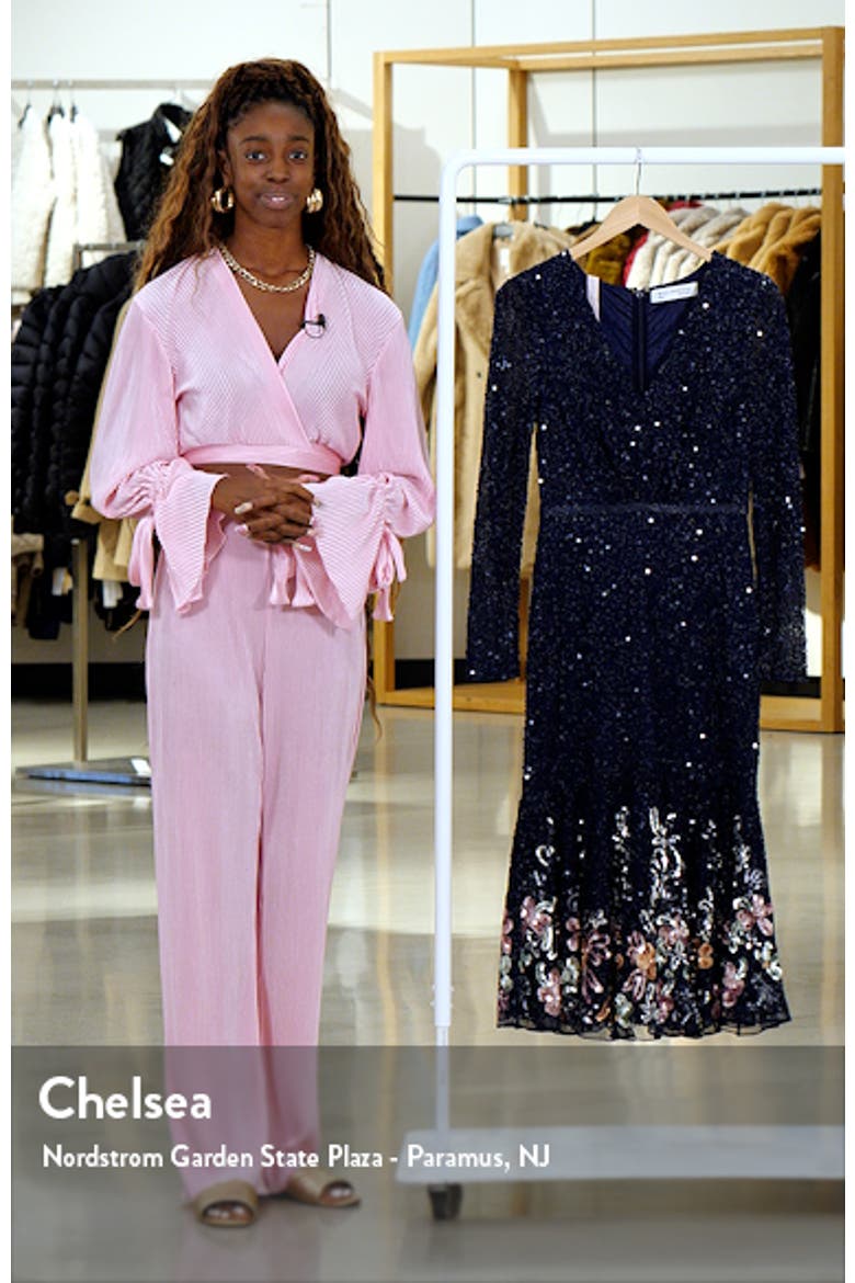 Faux Wrap Long Sleeve Tea Length Dress video