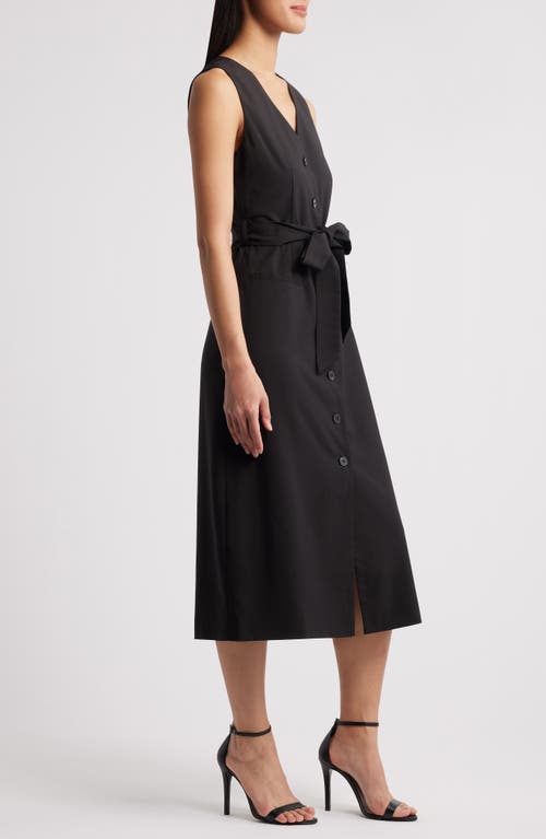 Zoe And Claire Sleeveless Belted Dress In Black