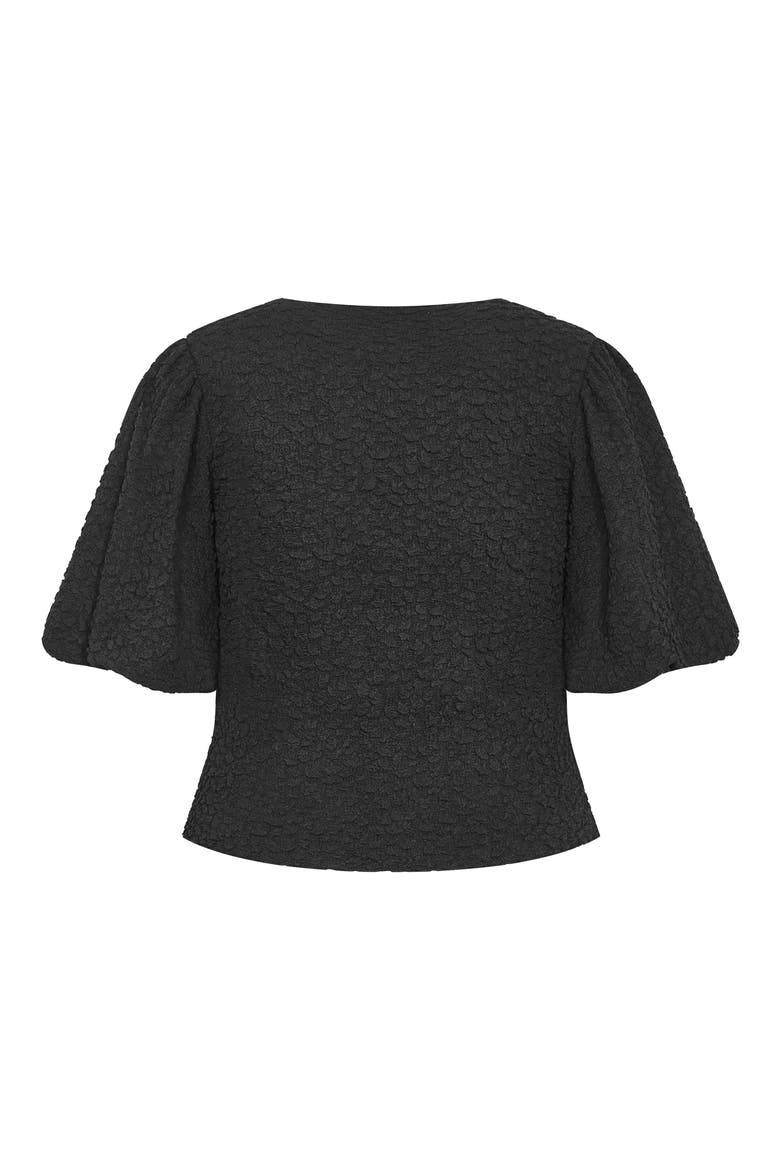 Chrissie Texture Puff Sleeve Top, Alternate, color, BLACK
