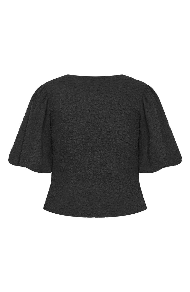 City Chic Chrissie Texture Puff Sleeve Top, Alternate, color, Black