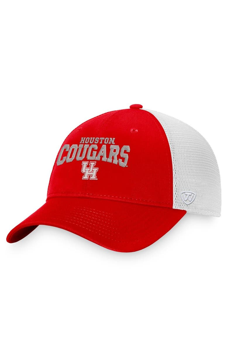 TOP OF THE WORLD Men's Top of the World Red Houston Cougars Breakout Trucker Snapback Hat, Main, color,