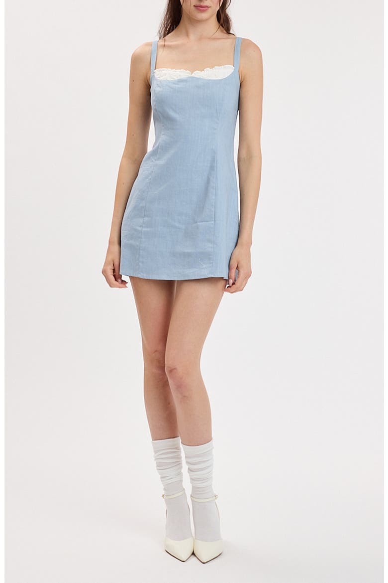 Ruffle Trim Sleeveless Minidress, Main, color, LIGHT BLUE