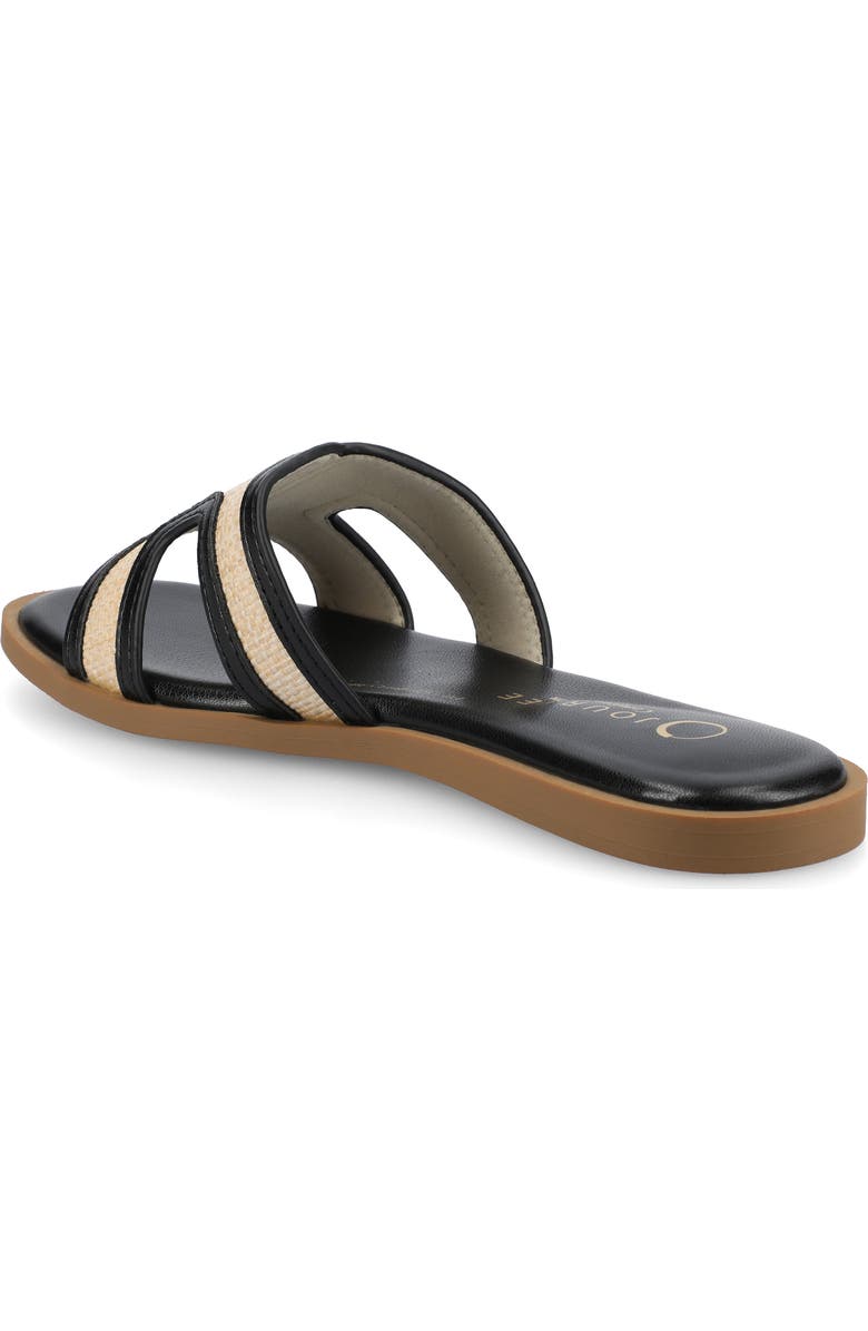 Journee Collection Primah Slide Sandal, Alternate, color, Black/Natural Raffia