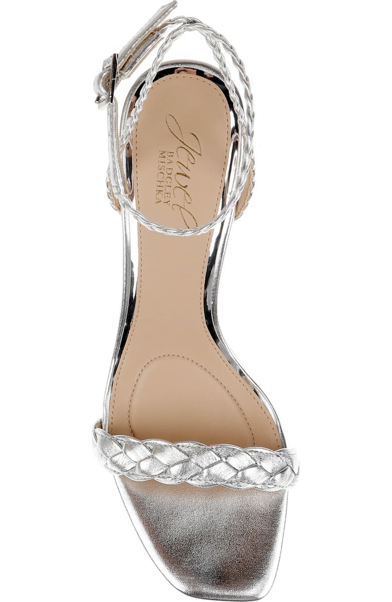 Jewel Badgley Mischka Nyx Ankle Strap Sandal, Alternate, color, Silver Leather