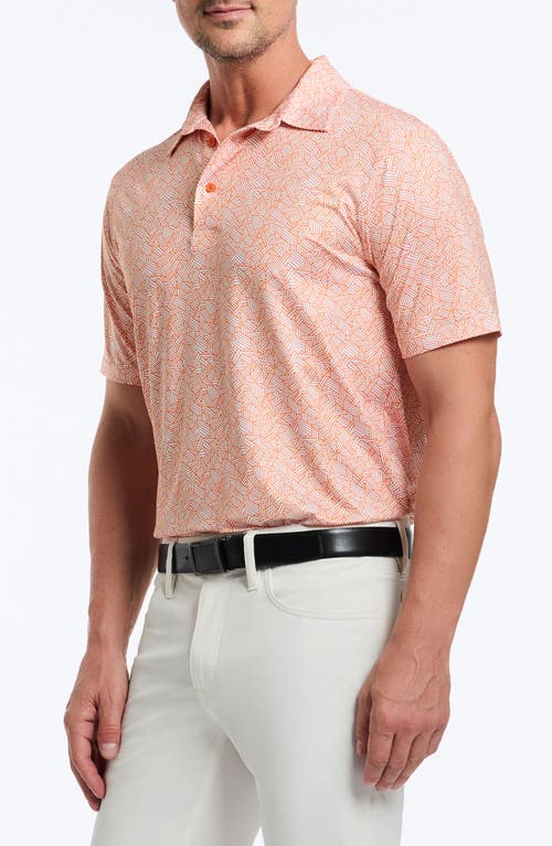 Robert Graham Wentz Geo Print Performance Golf Polo In Orange