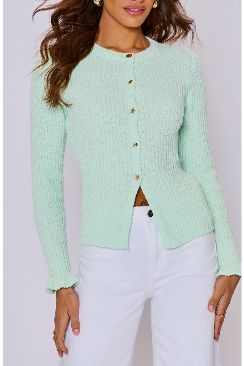 Willow Novelty Button Rib Cardigan, Alternate, color, MINT
