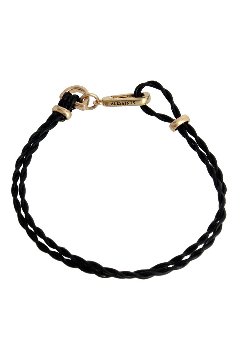 AllSaints Leather Cord Bracelet, Main, color, 