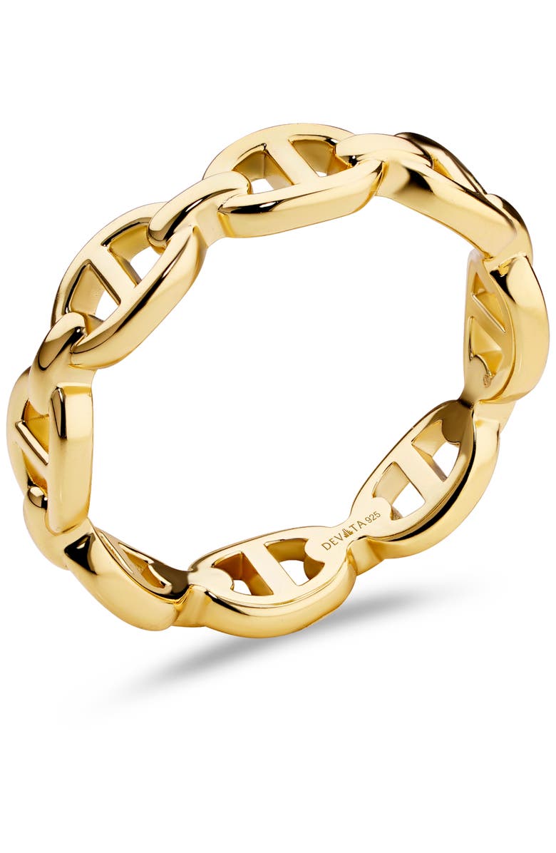 DEVATA Mariner Anchor Ring in Gold Plated Sterling Silver, Alternate, color, Yellow Gold